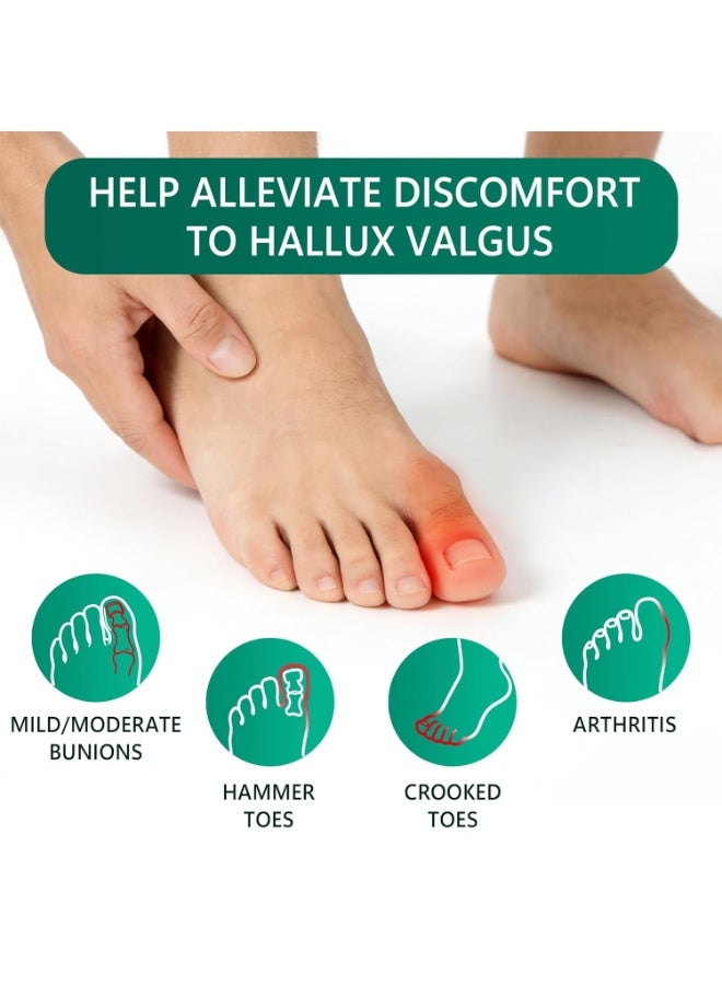 عبوتان من مصحح إصبع القدم الكبير، مقوّم البونيون، دعامة البونيون لتخفيف آلام القدم الناتجة عن انحراف الإصبع الكبير للنساء والرجال، مصحح البونيون القابل للتعديل، دعامة ليلية للبونيون - Image 2